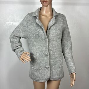 Peruvian Link Alpaca Collection Grey Button Front Cardigan Sweater Size S